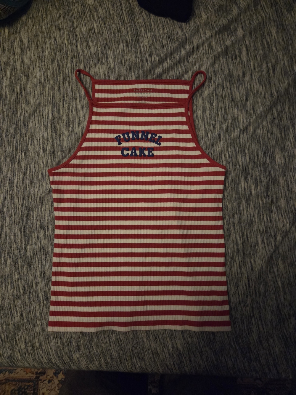 American Eagle Outfitters Red and White Striped Funnel Cake Tank Top